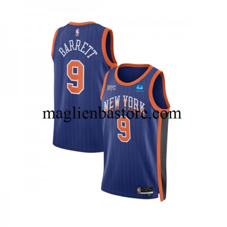 Maglia NBA New York Knicks RJ Barrett 9 Nike 2023-2024 City Edition Blu Swingman - Uomo